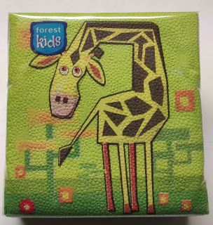 Ubrousky Forest, 30x30cm, 1vr., Kids Zebra + Žirafa - 1620 ks